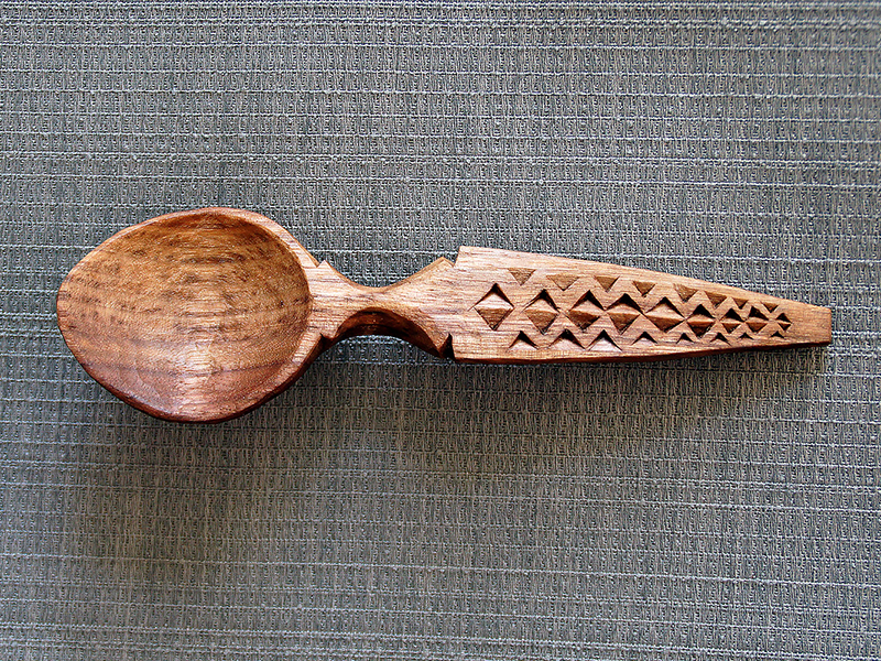 Chip carved Walnut Spoon for eating.